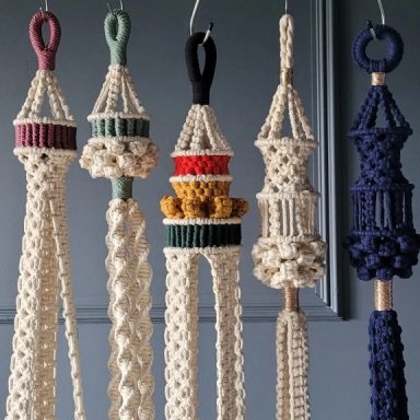 A collection of statement and unique hand knotted macrame plant hangers