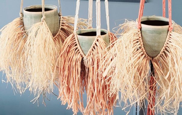 Boho plant hangers,using raffia straw and paper to create texture and attitude for your home and plants